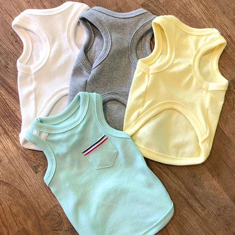 

Summer Thin Pet Vest Teddy Solid Color Pullover Puppy Breathable Home Clothes Fashion Dog Two-legged Clothes XS-XL