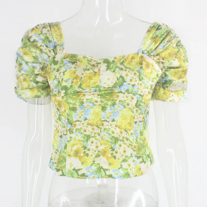 Женский винтажный укороченный топ COSYGAL праздничный пляжный летний с цветочным