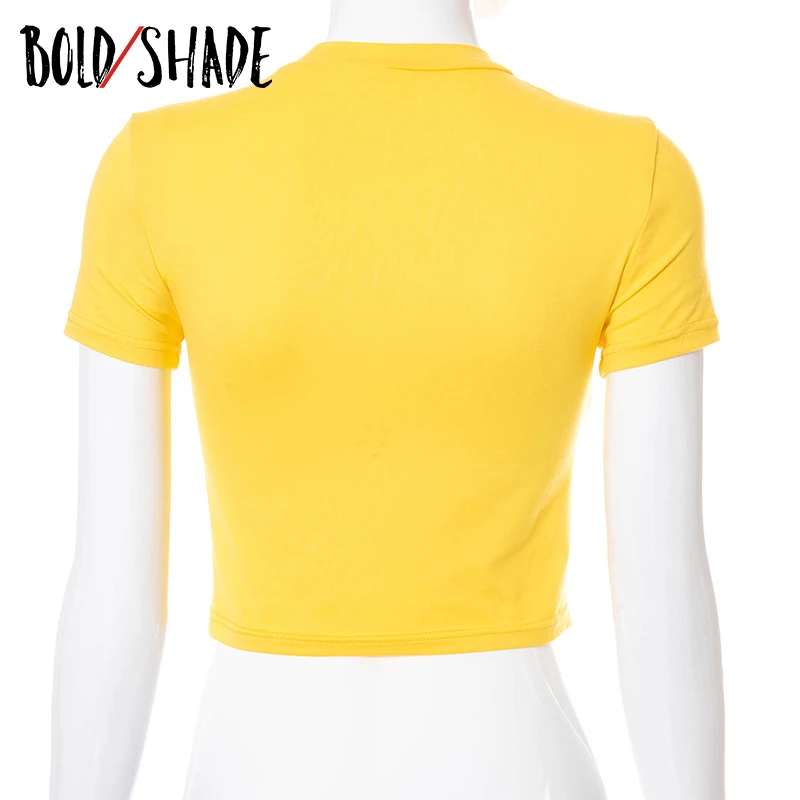 

Bold Shade Preppy Style Y2K Baby Tees 90s Indie Cartoon Print Short Sleeve Crewneck Cropped Tops Women Summer Fashion Streetwear