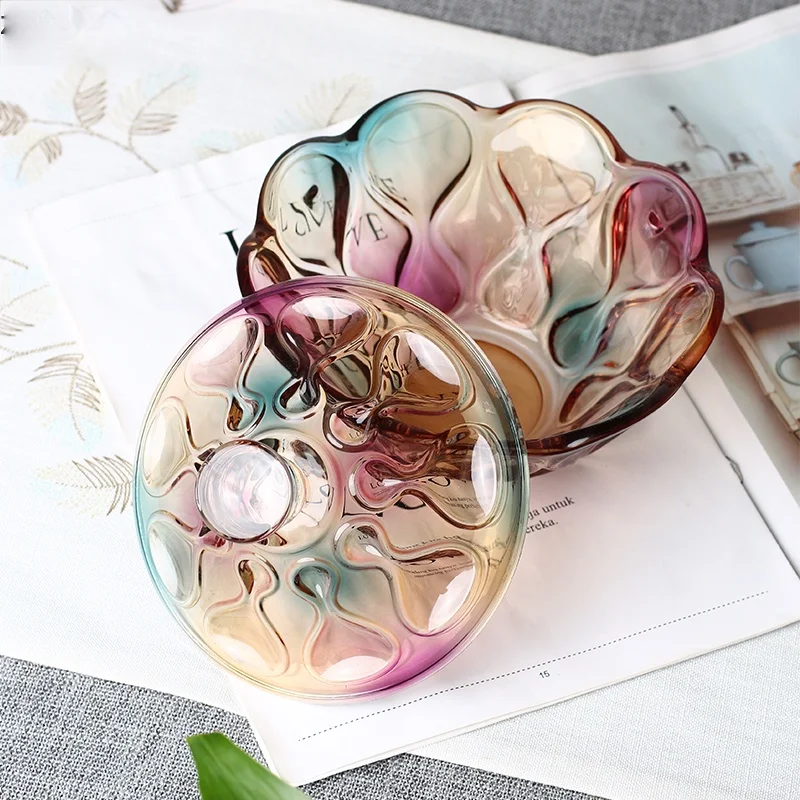 

Colorful Crystal Glass Candy Jar Decoration Utensils with Lid Household Jewelry Small Object Storage Jar Gift Home Decoration