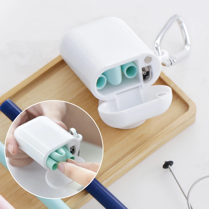 Складные питьевые соломинки для вечеринок офиса путешествий с чистящей щеткой