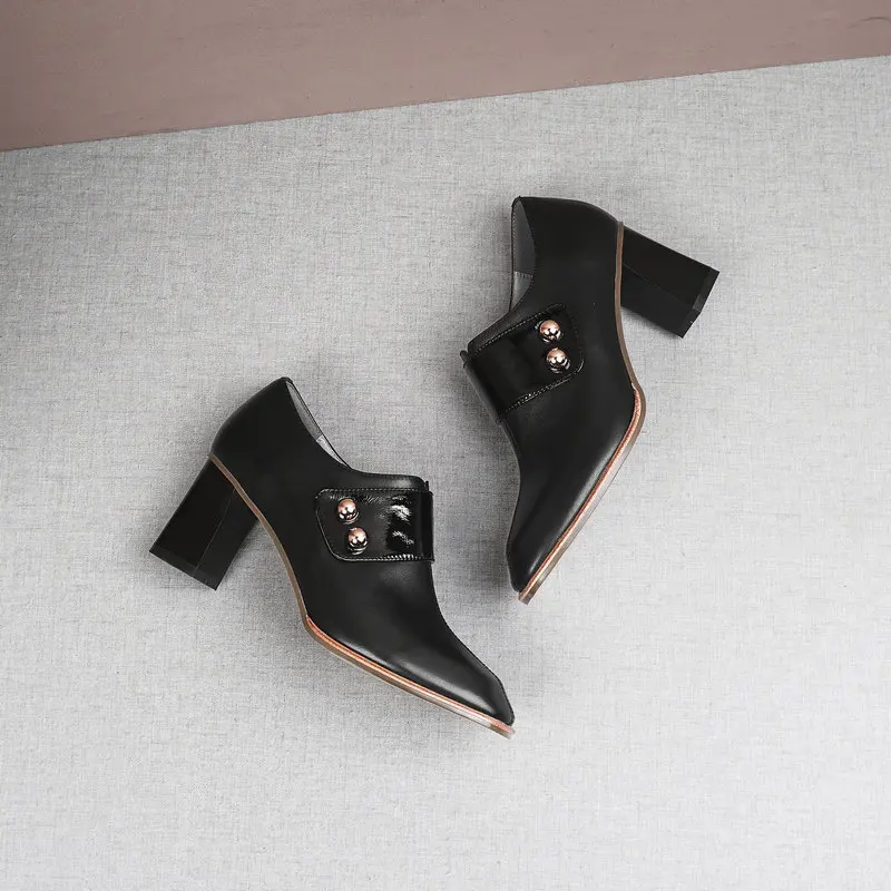 

Large size 34-43 Women Spring Autumn High Heels Pumps genuine Leather Mixed-colors Shoes Woman Party Prom Shoes