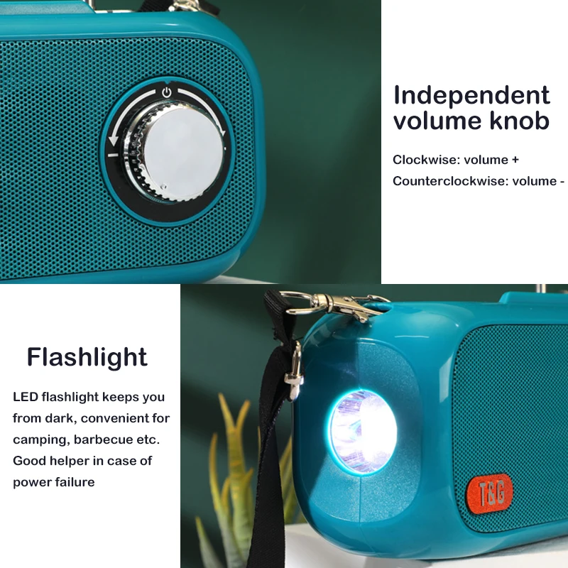 

Solar Charge Portable Bluetooth Speaker FM Radio Wireless Bass Subwoofer Outdoor Speakers Boombox AUX USB Loudspeaker Music Box