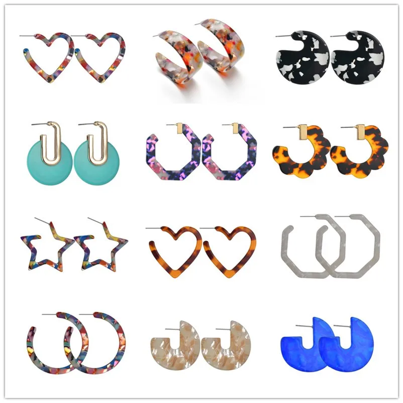 Новые модные богемные акриловые ацетатные серьги Aros женские винтажные