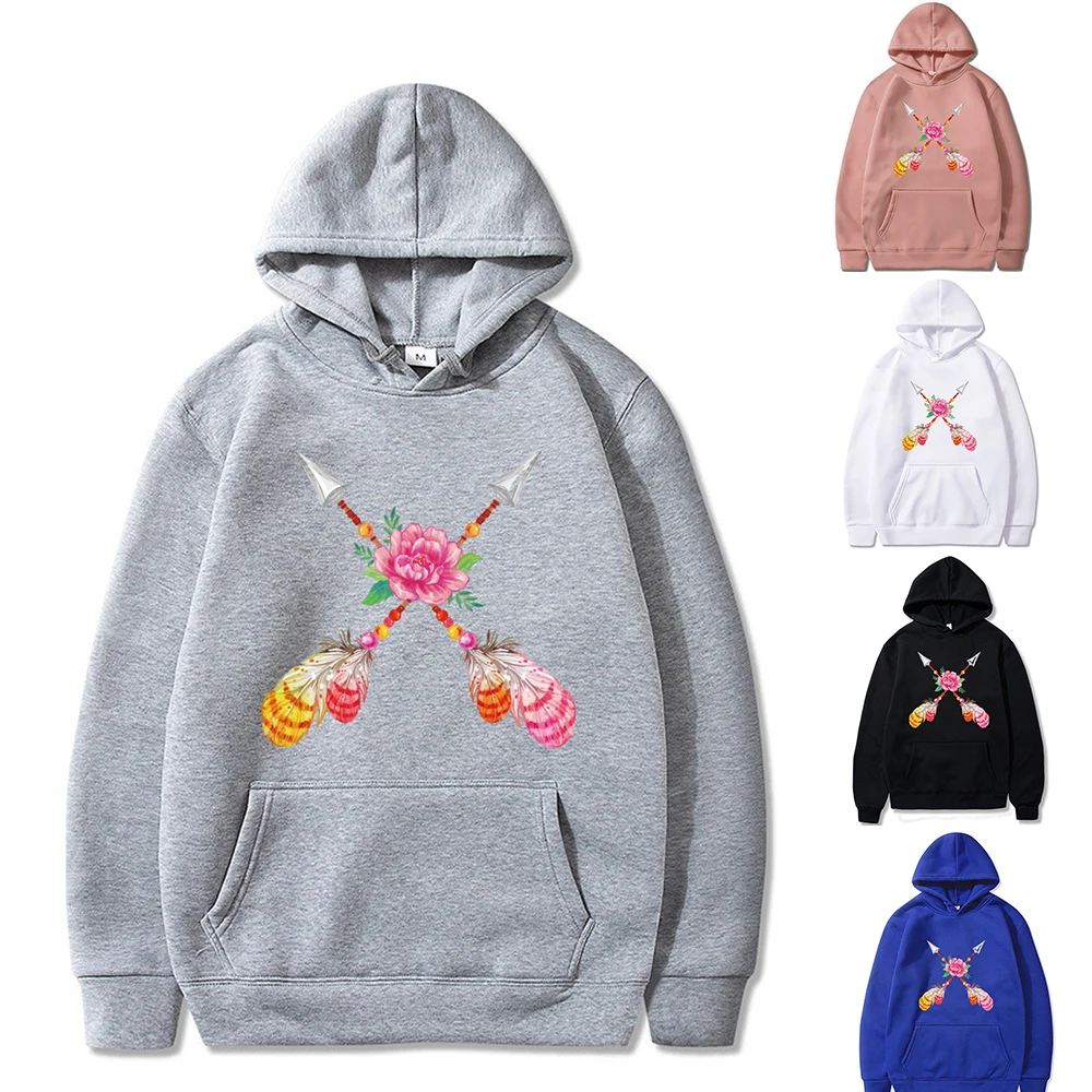

Spring New Hoodies Men and Women Sweatshirt Feather Arrow Pattern Printing Sweatshirts High Quality Pullovers Harajuku Clothing