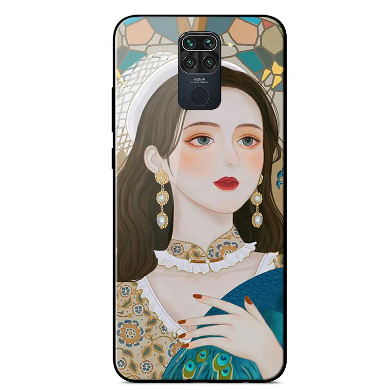 

Case For RedMi Note 9 Fashion Painted Pattern Mirror Tempered glass shockproof Phone Case For RedMi Note 9 10X 4G Cover 6.53"