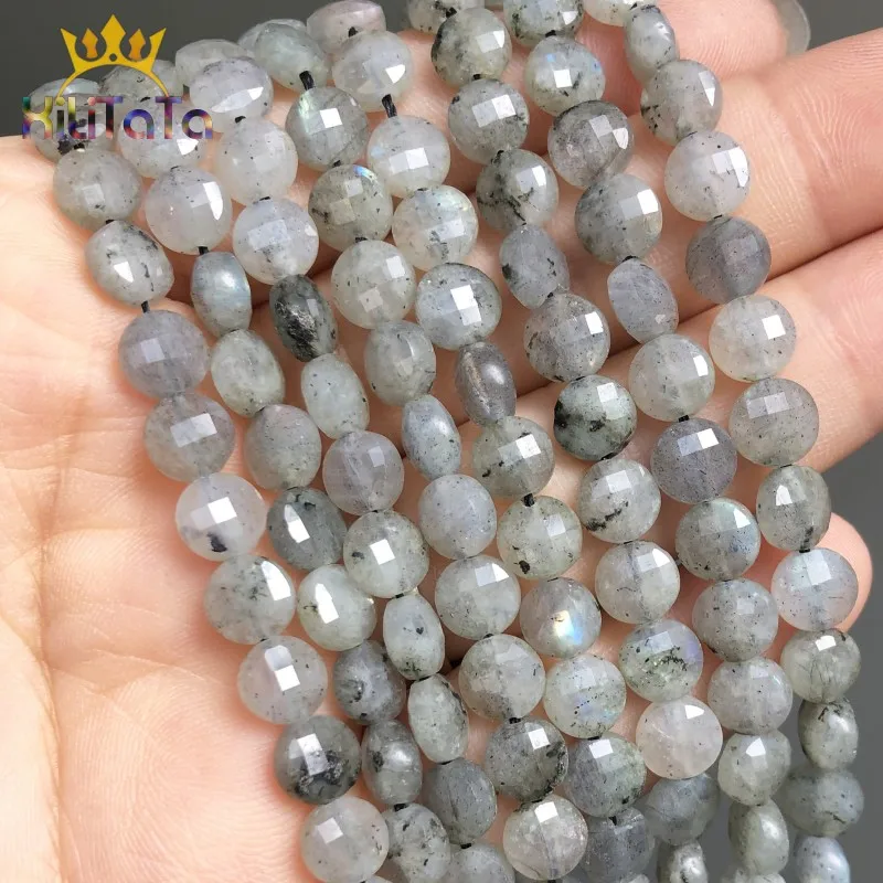 6*6mm Natural Faceted Stone Beads Grey Labradorite Round Loose For Jewelry Making DIY Bracelet Ear Studs Accessories 15'' |