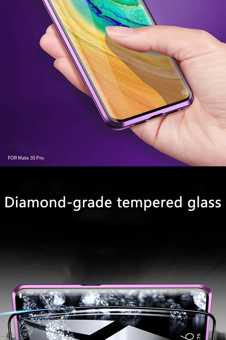 360 магнитный металлический бампер чехол для телефона huawei mate 10 20 30 Pro P30 P20 Pro Lite y9 Чехол двусторонний закаленное стекло