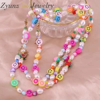 3pcs freshwater pearl and fruit polymer clay beads necklace layering fruit charm jewelry pearl necklace with charms hot sell