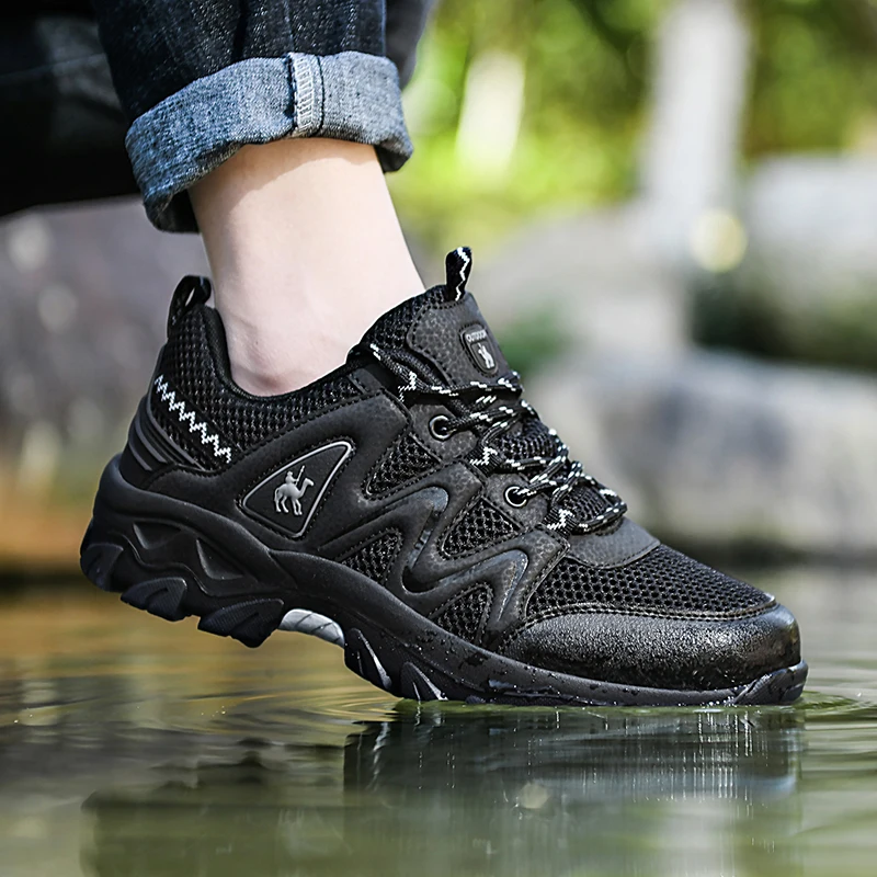 

Men Trail Hiking Shoes Summer Breathable Sneakers Men Outdoor Non-slip Trekking Sport Shoes 2021 Luxury Designer Hiking Sneakers