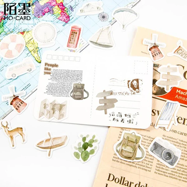 

46pcs/box Go Journey Style Decoration Stickers Travel Masking Sticker Office material School Kids Diary Supplies (tt-4010)