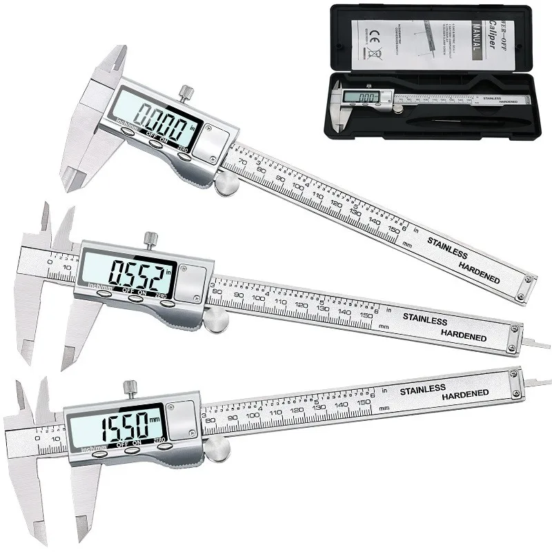 

150mm Electronic Digital Vernier Caliper Pachometer Gauge Micrometer Electrical Measuring Instruments Ruler Scale Carpenter