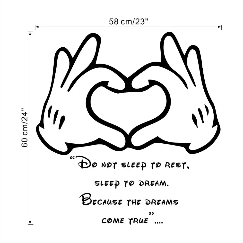 

Disney Heart wall sticker vinyl applique decoration detachable bedroom living room art wall decal Art Decor Wall Sticker