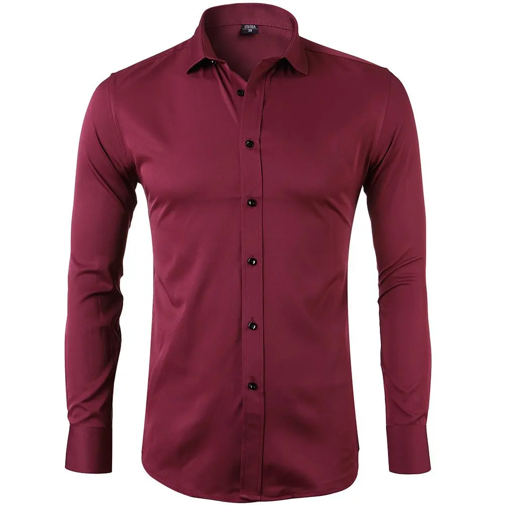 Mens Hot Sale Autumn Business Solid Color Long Sleeve Shirt Cardigan Lapel men shirts shirt long sleeve | Мужская одежда