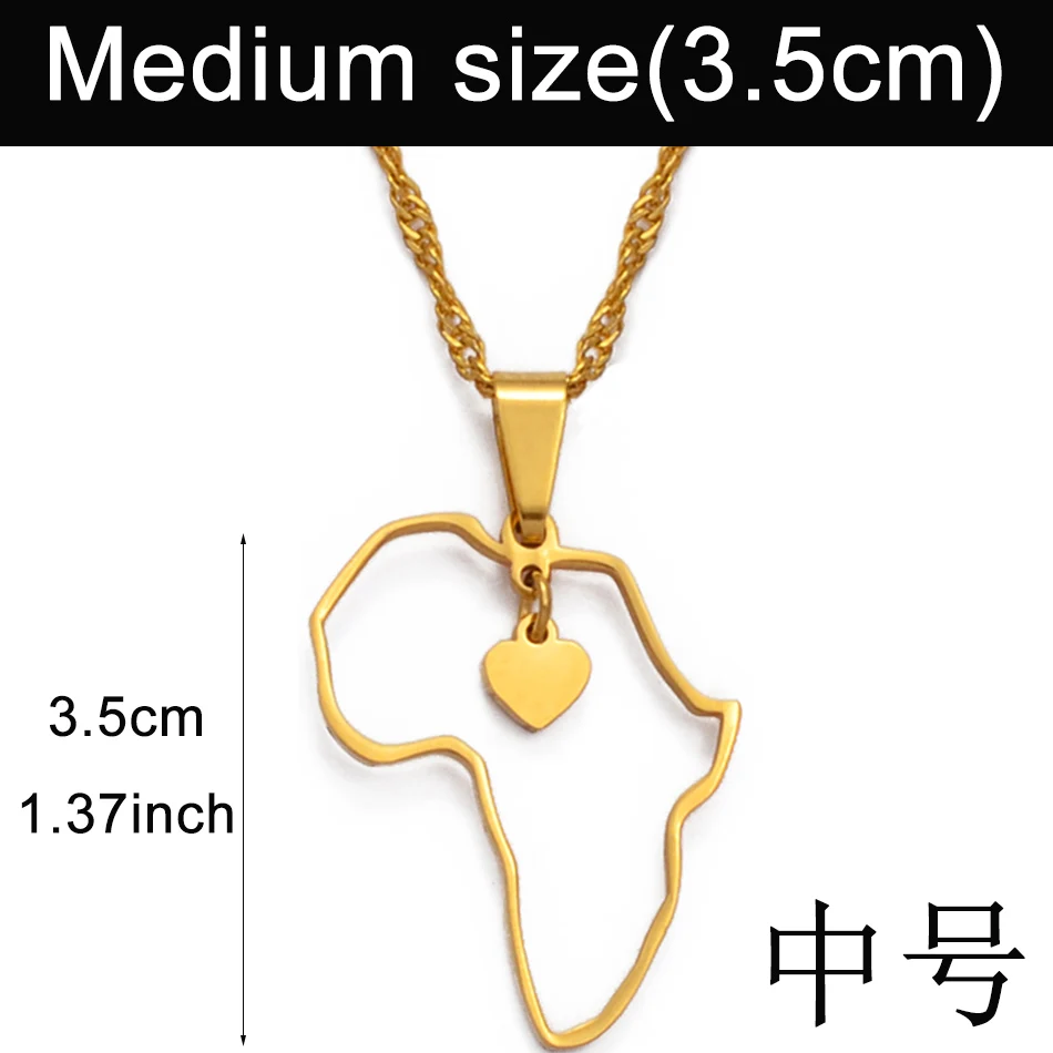 3.5cm pendant Anniyo(два размера) золотой цвет кулон Карта Африки ожерелья для женщин девочек сердце Африканский карты ювелирные изделия талисманы подарки#010421 - Окраска металла: 3.5cm pendant