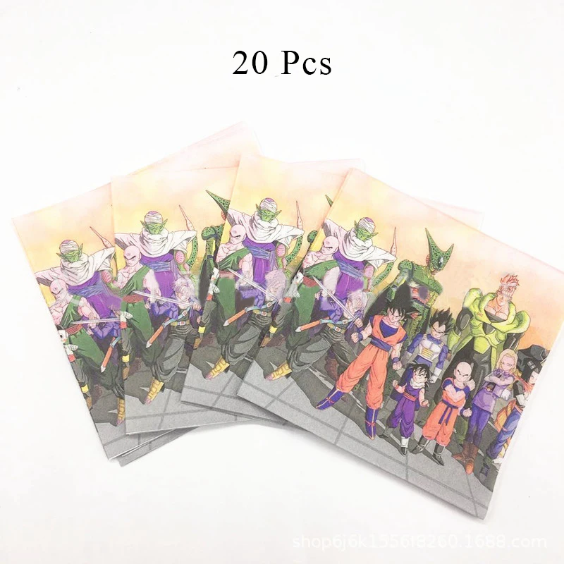 Tissue x 20 Dragon Ball Z Son Goku вечерние декоративные столовые принадлежности бумажный стаканчик, тарелка, тканевые Детские шары для душа, детские товары для дня рождения AH10 - Цвет: Tissue x 20