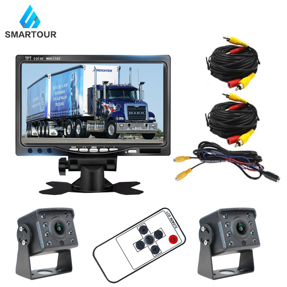 Smartour Автомобиль ИК светодиодный Резервное копирование Камера 4-контактный разъем+ " ЖК-дисплей Цвет TFT автомобильный монитор заднего вида и аксессуары для автобуса грузовика RV