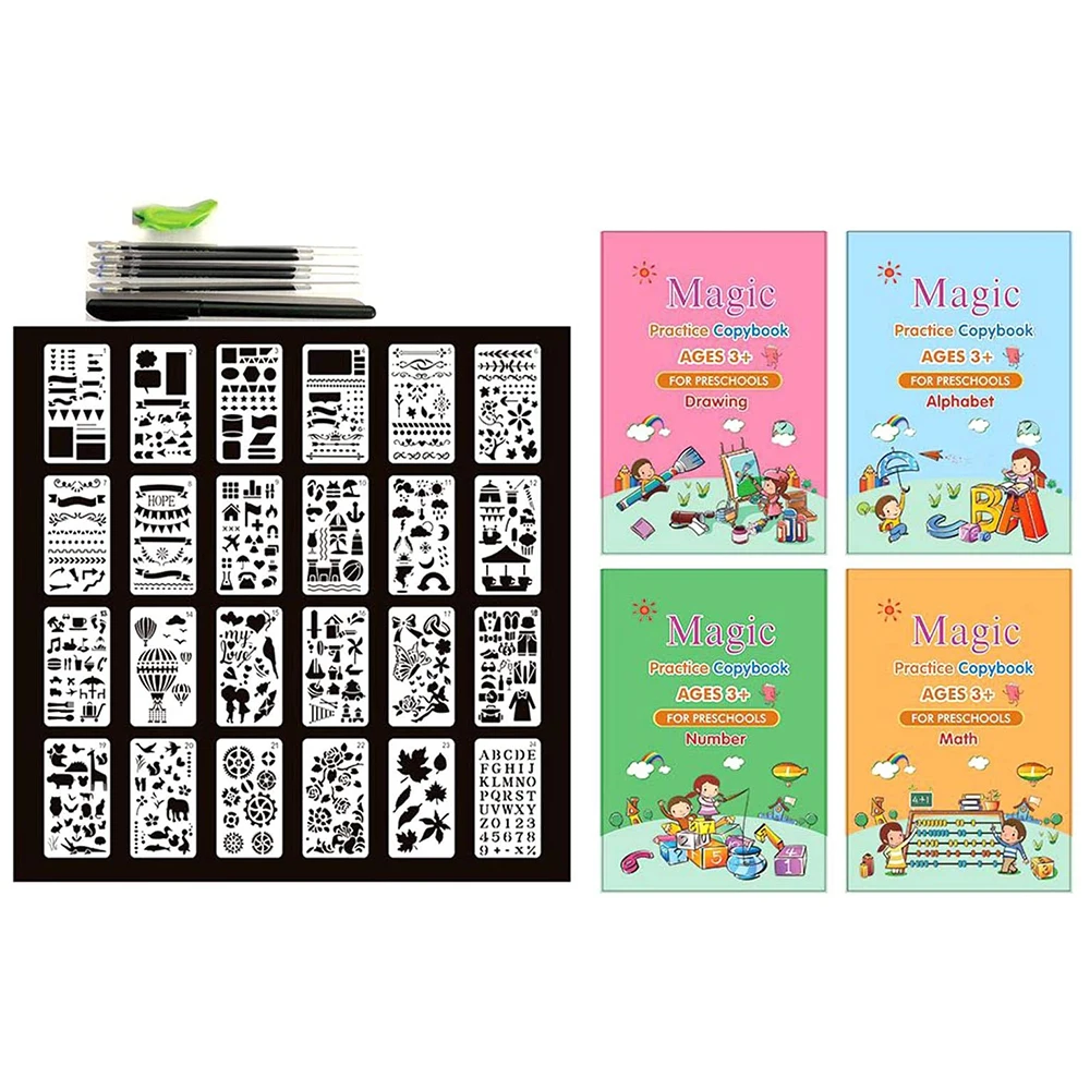 

Magic Practice Copybook English Handwriting Copybook Set Reusable Children Grooves Calligraphy Copybook Preschool FEA889