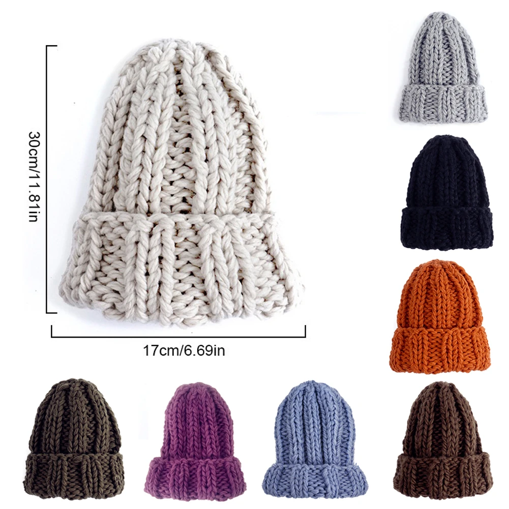 Женские зимние вязаные шапочки шапка толстая мягкая теплая бини грубой большой
