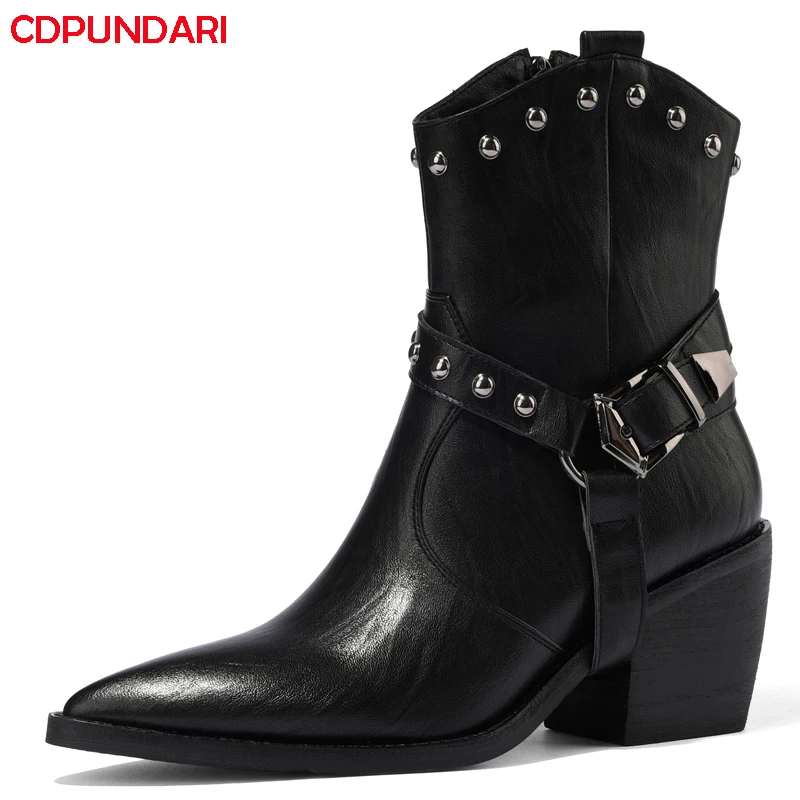 Туфли на высоком каблуке с острым носком В ковбойском стиле Женские ботинки