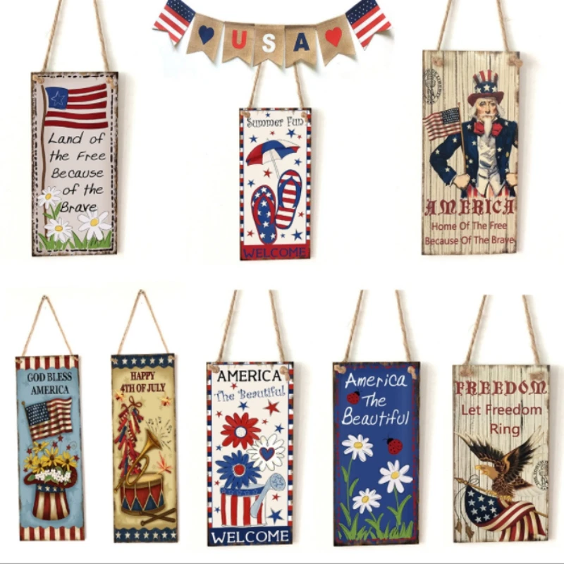 American Independence Day Hanging Plaques &amp Signs Wooden Sign For Crafts Wall Decor Club Bar Decoration | Дом и сад
