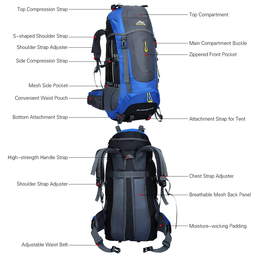 70L спортивная сумка для походов путешествий кемпинга рюкзаков альпинизмов|Сумки