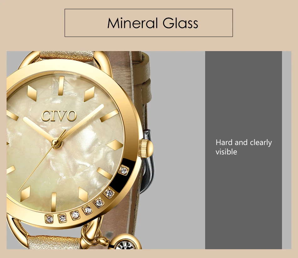 Relogio feminino CIVO модный синий кожаный ремешок женские наручные часы Роскошные Кристальные водонепроницаемые повседневные часы женские подарочные часы