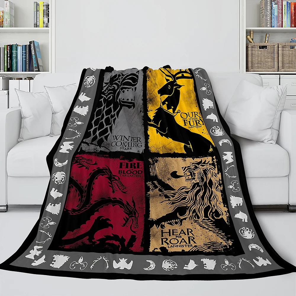 Coperta da tiro in peluche Thrones Sherpa coperta da letto in pile coperta da letto in flanella coperta morbida in lana da Picnic quadrata