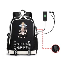 mikey print anime backpack tokyo revengers sano manjiro usb shoulderbag bookbag travelbag school bag for teenager girls boys