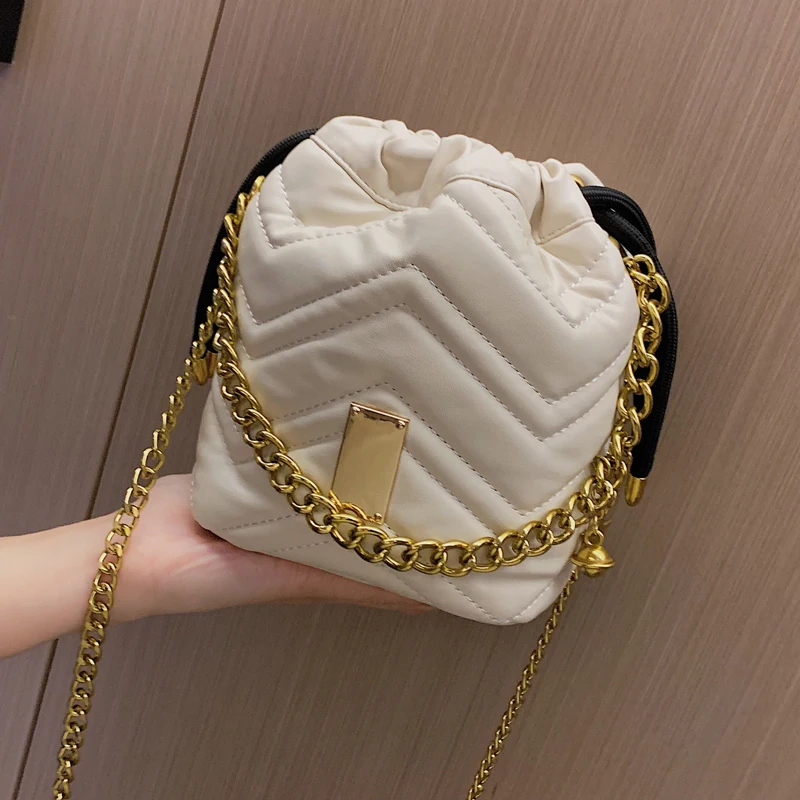 Новая Черная модная сумка-мешок на цепочке женские сумки через плечо