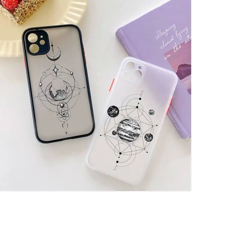 

Sun Universe Tattoo Eye Tattoo Phone Case Clear matte transparent For white iPhone 7 8 x xs xr 11 12 pro plus max mini Funda