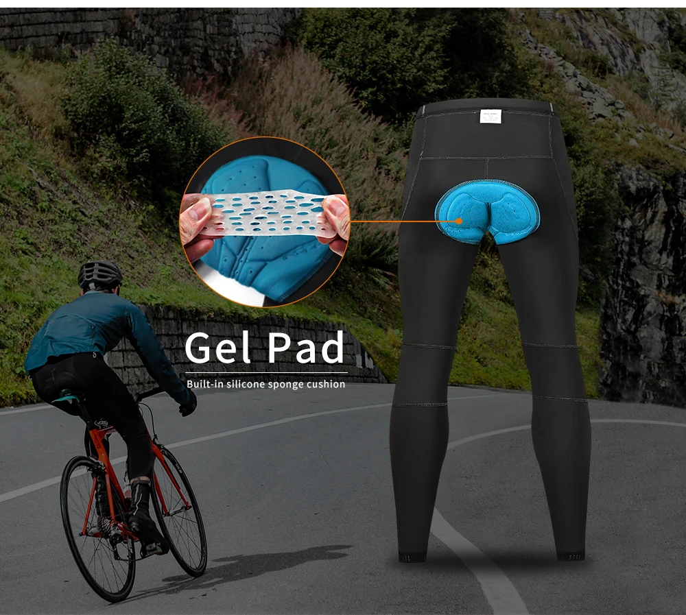 Мужские велосипедные колготки WOSAWE дышащие спортивные однотонные черные брюки