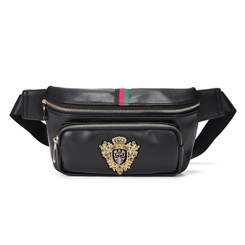 Luxury Designer Chest Bag Fashion Men Waist Fanny Pack Embroidered Leather Crossbody Shoulder Bag Black Purse Men's Belt Bum Bag