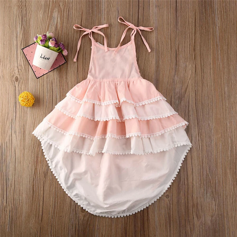 Платье принцессы с оборками для девочек вечерние платья без рукавов летний