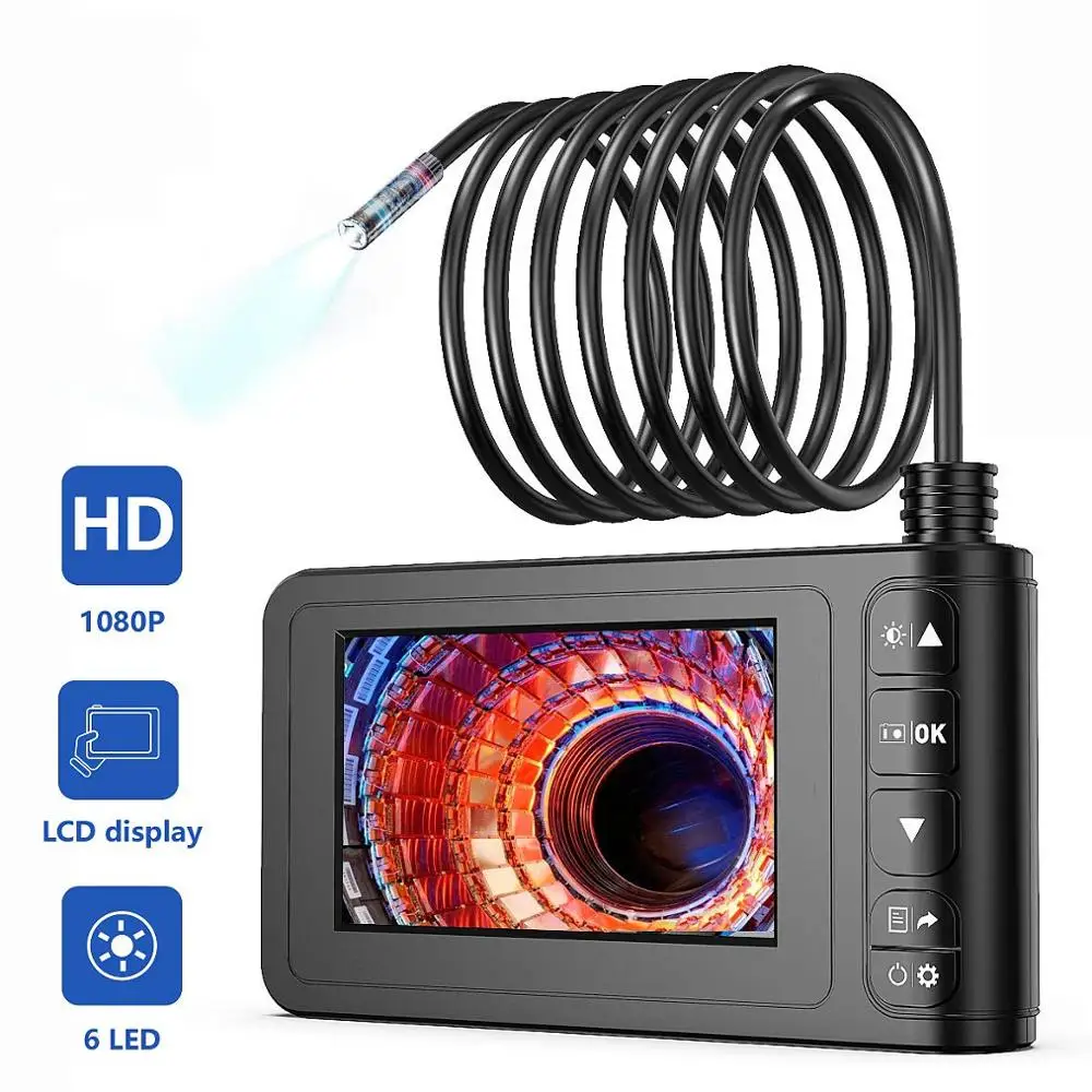 Промышленный эндоскоп 1080P HD цифровой бороскоп камера водонепроницаемый 4 3 дюймов