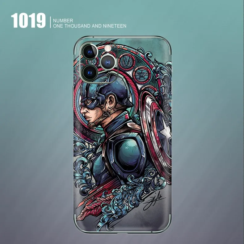 3D рельефная задняя пленка для iPhone XS XSMAX X XR 7 8 Plus 6 6S Plus Защитная пленка для телефона с рисунком капитана