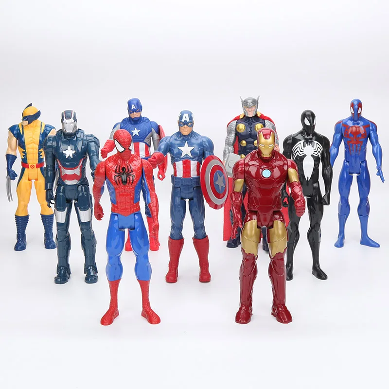 1" 30 см Marvel Мстители черный костюм Человек-паук фигурка игрушка Человек-паук Коллекционная модель игрушки Железный человек Тор
