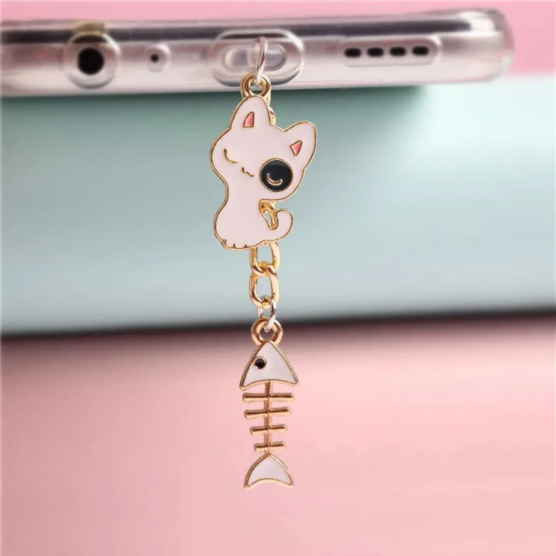 Anti Dust Plug Black White Cat Charging Port Dust Plug Charm Kawaii  Cute Dust Protection Phone Charge Jack Stopper For iPhone
