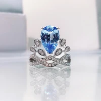 trendy aquamarine amethyst rings 925 sterling silver woman gemstone 812mm blue sapphire ring natural for jewelry party