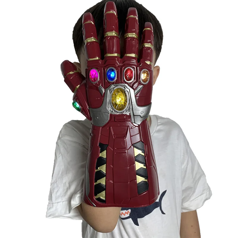 Роскошные 1:1 ПВХ светодиодные Мстители Endgame Железный человек Gauntlet Thanos Infinity Armor