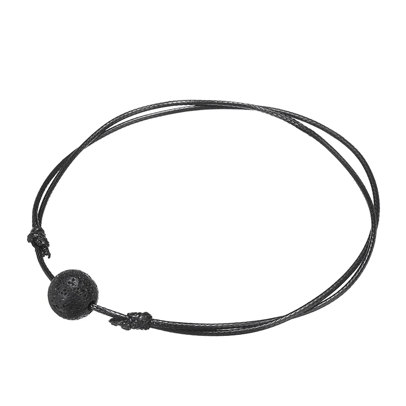Трендовые черные кожаные браслеты с подвеской из лавы для женщин и мужчин
