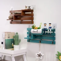 storage shelf rack decorative wall shelves hooks flower plant pot stand holder wood kitchen seasoning organization cabinet shelf