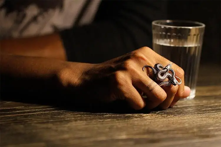 

Creative and Unique Retro Punk Style Snake Ring Exaggerated Men Jewelry Domineering Hip-hop Animal Men Ring African Jewelry