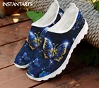 Женские дышащие кроссовки INSTANTARTS, брендовые дизайнерские кеды с синими бабочками, легкая прогулочная обувь на плоской подошве, на лето
