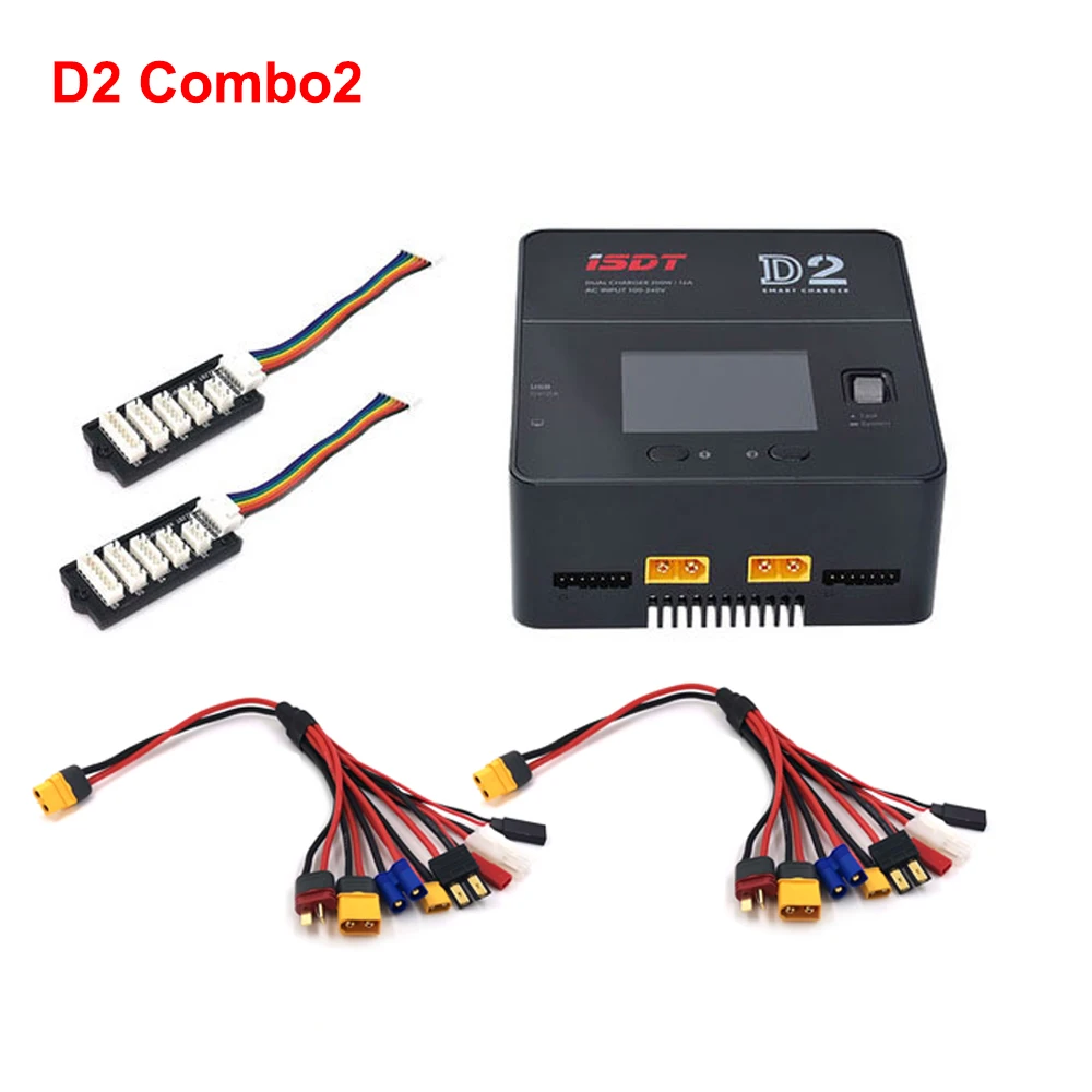 

ISDT D2 Markâ…¡ Combo With Two Charging Cable And Two JST-XH Balance Board 200W Dual Charger For Lipo Lion LiHV LiFe NiMh Battery
