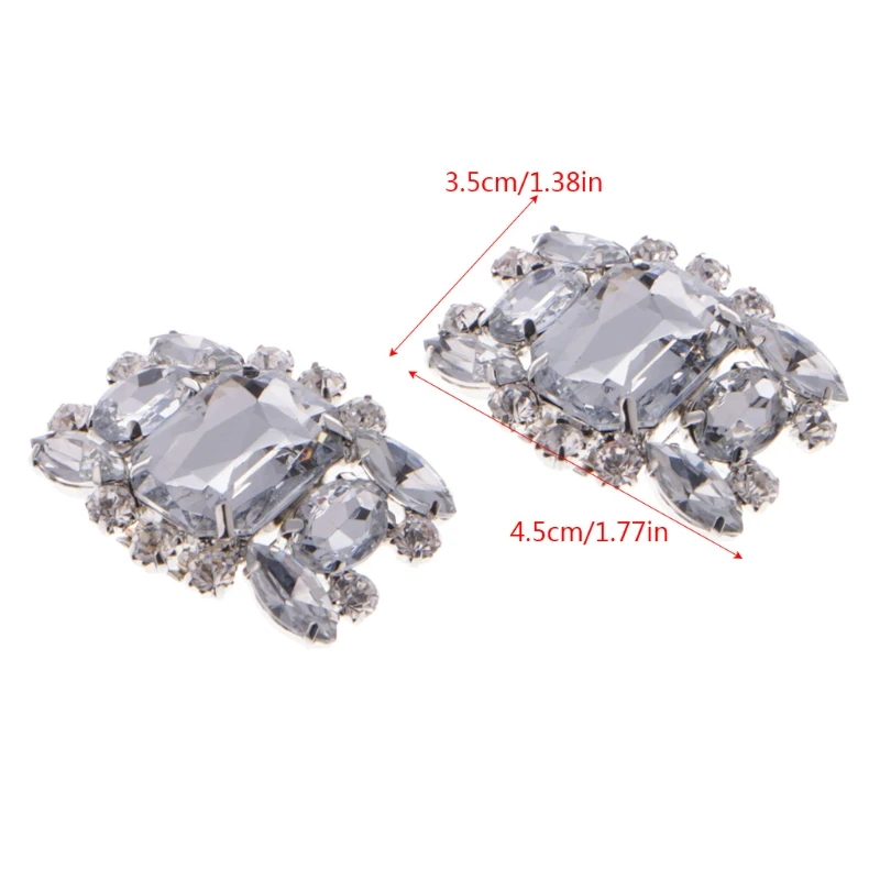 

2Pcs Rhinestone Alloy Glass Shoe Clips Elegant Ornate Buckles Fashion Decoration