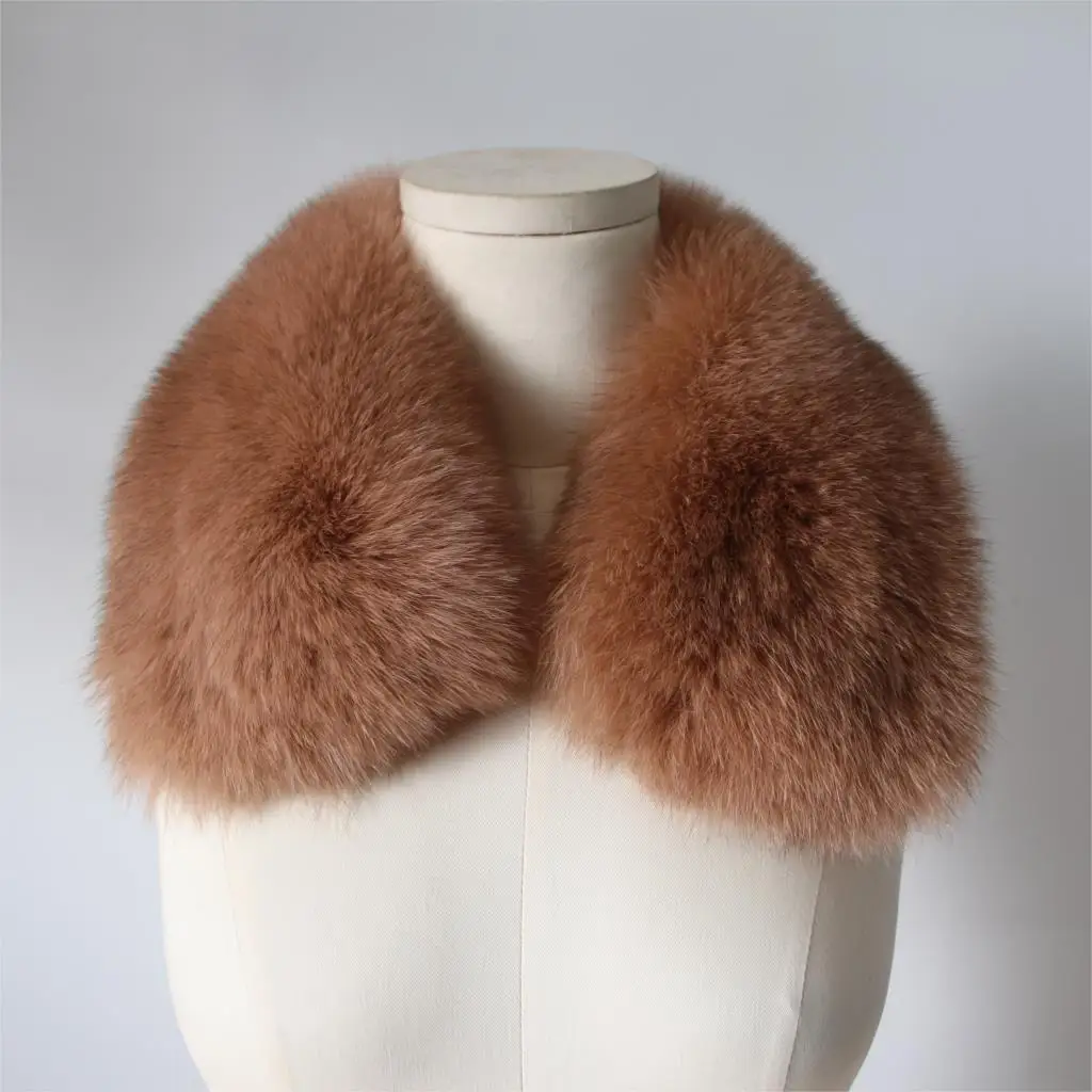 ZDFURS* Женская одежда Аксессуары для воротника модные меховые шарфы из натурального Лисьего меха воротник квадратный ZDC-163007 - Цвет: dark camel