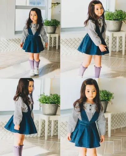 Летняя джинсовая юбка для девочек одежда малышей Комбинезоны на подтяжках маленьких 2019|Юбки| |