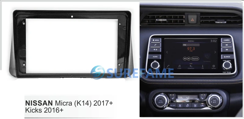 9 дюймовая Автомобильная фасция Радио панель для NISSAN Micra (K14) 2017 + Kicks 2016 Dash Kit Facia
