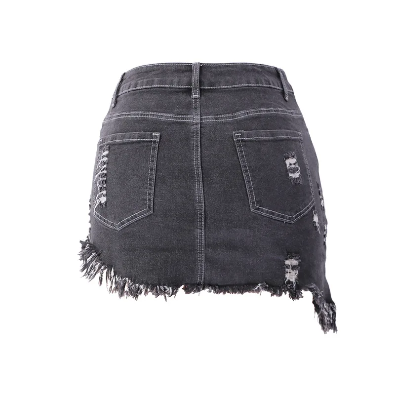 

Fashion spring and summer 2021 Europe and the United States new women's wear broken holes irregular denim skirt women summer y2k